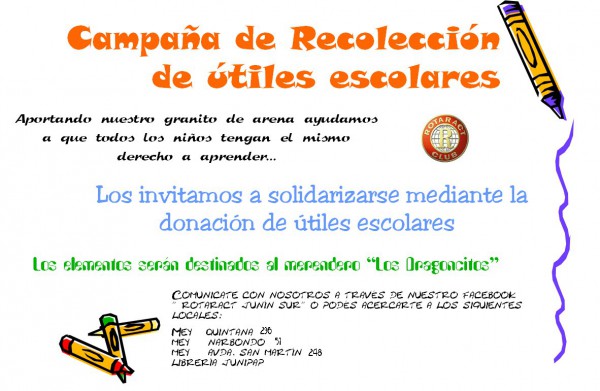 Campaña anual de recolección de útiles escolares